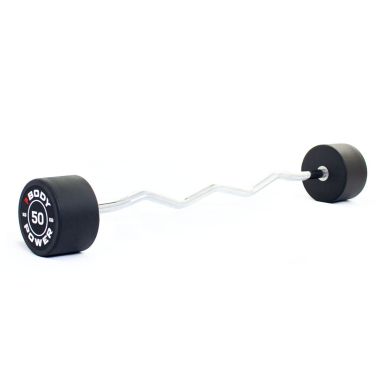 image of Body Power Pro Round Rubber EZ-Curl Fixed Barbell