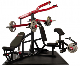Body-Solid Corner Leverage Gym with Flat Incline Decline Bench and 125Kg Tri-Grip Olympic Disc Kit