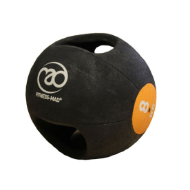 Fitness-MAD 8kg Double Grip Medicine Ball - Black/Orange