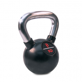 Body Power 10kg Black Rubber Coated Kettlebell with Chrome Handle