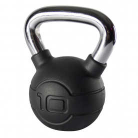 Jordan Fitness 10kg Black Rubber Kettlebell with Chrome Handle
