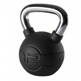 Jordan Fitness 12kg Black Rubber Kettlebell with Chrome Handle