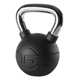 JORDAN 16kg Black Rubber Kettlebell with Chrome Handle