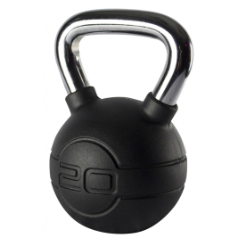 JORDAN 20kg Black Rubber Kettlebell with Chrome Handle