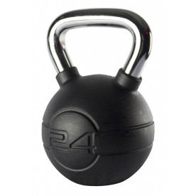 JORDAN 24kg Black Rubber Kettlebell with Chrome Handle