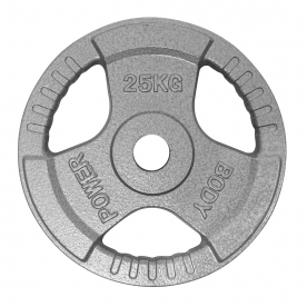 Body Power 25Kg Tri-Grip Cast Iron Olympic Weight Plates (x2)