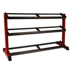 Body Power 3 Tier Horizontal Dumbbell Rack (Black with Red Side Supports)