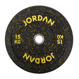 JORDAN 15Kg HG Black Rubber Bumper Plate - Coloured Fleck (x1) - Yellow