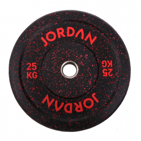 JORDAN 25Kg HG Black Rubber Bumper Plate - Coloured Fleck (x1) - Red