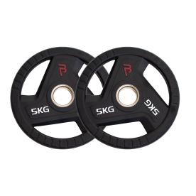 Body Power 5kg Rubber Tri-Grip Olympic Weight Plates (x2)