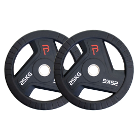 Body Power 25kg Rubber Tri-Grip Olympic Weight Plates (x2)