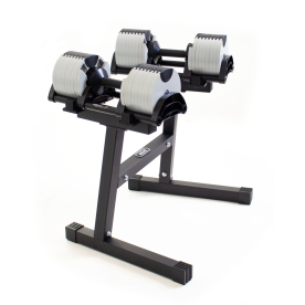 NÜOBELL 2-32Kg Dumbbells (x2) - White Grey / Black with Dumbbell Stand