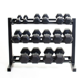 Body Power 40" Dumbbell Rack and Rubber Hex Set - 2.5 to 20kg