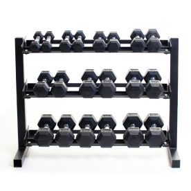 Body Power 40" Dumbbell Rack and Rubber Hex Set - 1 to 10kg