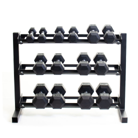 Body Power 40" Dumbbell Rack and Rubber Hex Set - 2 to 15kg