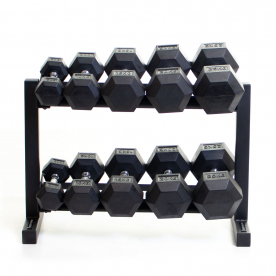 Body Power 32" Dumbbell Rack and Rubber Hex Set - 5 to 25kg