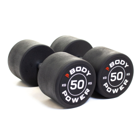 Body Power 50kg Pro Round Rubber Dumbbells (x2)