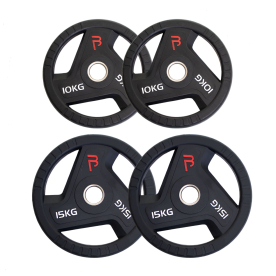 Body Power 50kg Rubber Tri-Grip Olympic Weight Plate Kit
