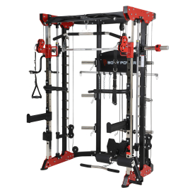 Body Power Multi-Function Smith Machine with Half Rack & Dual Adjustable Pulley