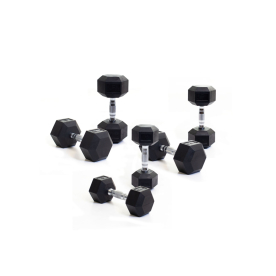 Body Power Rubber Hex Dumbbell Set - 8kg, 12.5kg & 15kg