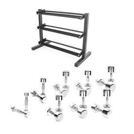 Body Power 1-15Kg Ergo Chrome Dumbbell Set & 40in 3 Tier Rack (8 pairs)