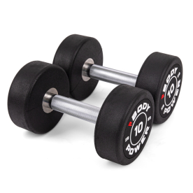 Body Power 10kg Pro Round Rubber Dumbbells (x2)