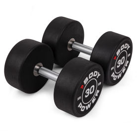Body Power 30kg Pro Round Rubber Dumbbells (x2)