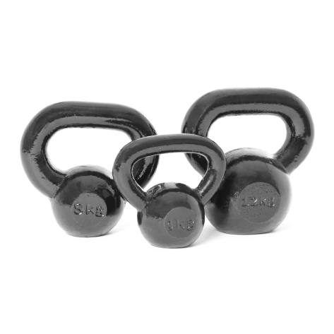 Body Power 4kg, 8kg & 12kg Cast Iron Kettlebell Weight (Set A )