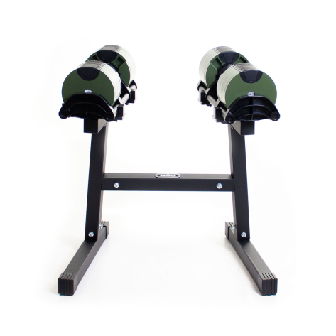 NÜOBELL 2-32Kg Dumbbells (x2) - Green / Black with Dumbbell Stand