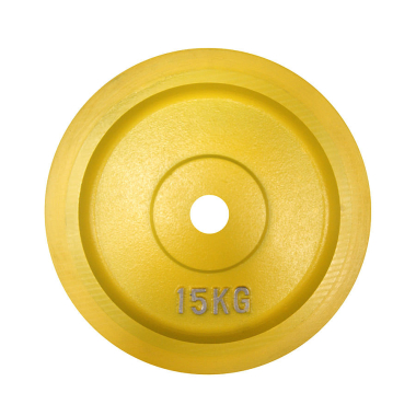 image of Body Power 15Kg Rubber Edged BUMPER Olympic Discs - Yellow (x2)