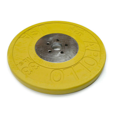 image of Body Power 15Kg Deluxe Rubber/Chrome Olympic Plates - Yellow (x2)