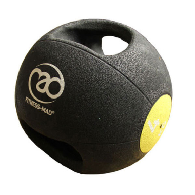 image of Fitness-MAD 4kg Double Grip Medicine Ball - Black/Yellow