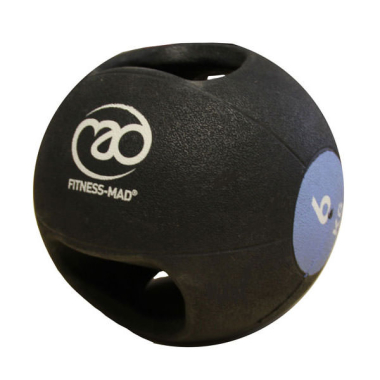 image of Fitness-MAD 6kg Double Grip Medicine Ball - Black/Blue