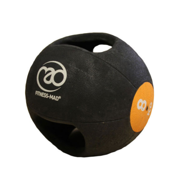 image of Fitness-MAD 8kg Double Grip Medicine Ball - Black/Orange