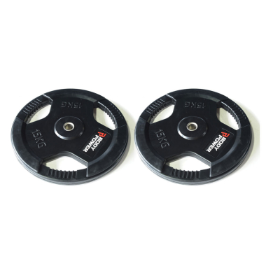 image of Body Power 15Kg Rubber Encased Tri Grip Standard Weight Plates (x2)