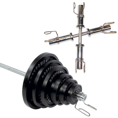 image of Body Power 155 Kg Olympic Weight Set & Olympic Dumbbell handles