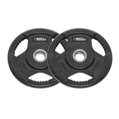 image of Body Power 1.25Kg Rubber Encased Tri Grip Standard Weight Plates (x2)