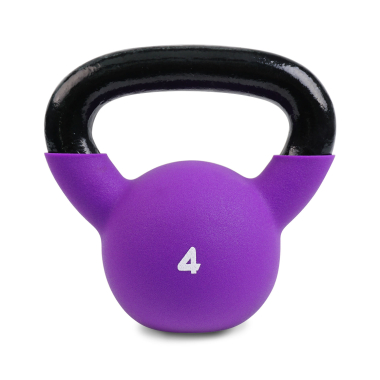image of Body Power 4kg Neoprene Covered Kettlebell (Purple)