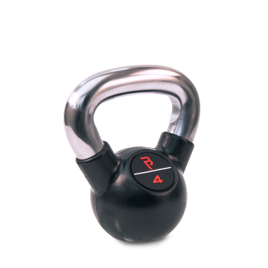 image of Body Power 4kg Black Rubber Coated Kettlebell with Chrome Handle