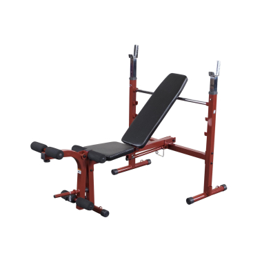 image of Best Fitness Folding Olympic Bench with Leg Developer -RED