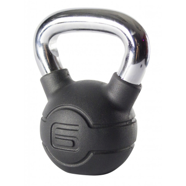 image of JORDAN 6kg Black Rubber Kettlebell with Chrome Handle