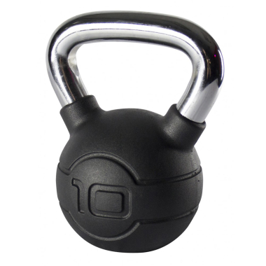 image of JORDAN 10kg Black Rubber Kettlebell with Chrome Handle