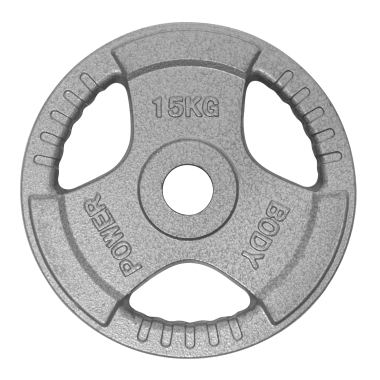 image of Body Power 15Kg Tri Grip Cast Iron Olympic Weight Plates (x2)