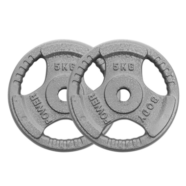 image of Body Power 5Kg Standard Tri Grip Weight Plates (x2)