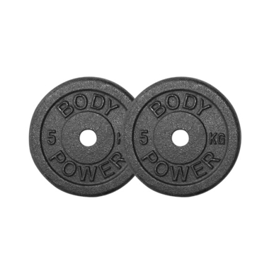 image of Body Power 5Kg Cast Iron Standard Weight Plates (x2)