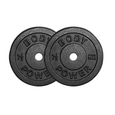 image of Body Power 7.5Kg Cast Iron Standard Weight Plates (x2)