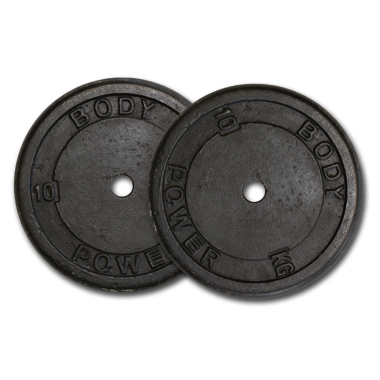 image of Body Power 10Kg Cast Iron Standard Weight Plates (x2)