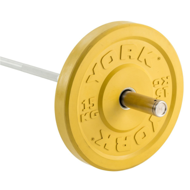 image of York 15Kg Solid Rubber Coloured Bumper Plate - Yellow (x1)