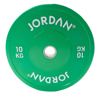 image of JORDAN 10Kg HG Coloured Rubber Bumper Plate - Green (x1)