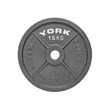 image of York 15kg Cast Iron Hammertone Olympic Plate (x1)